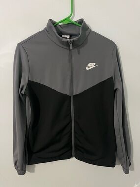 Youth Nike Gray and Black Full-Zip Track Jacket